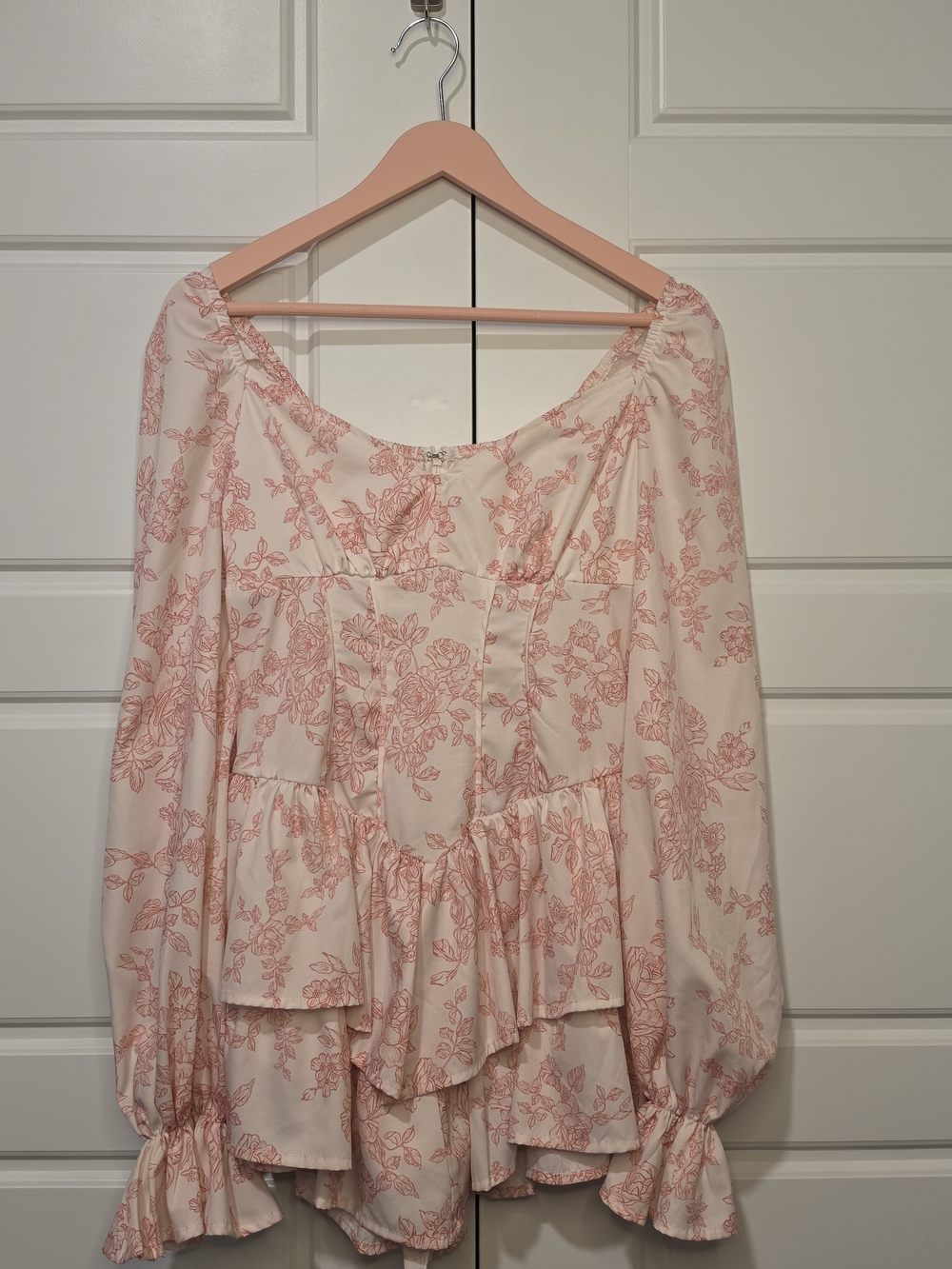 Pink Floral Tiered Ruffle Dress Size Small by Shein